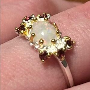 Unique ring Natural Opal Ring 925 Sterling Silver Size 5